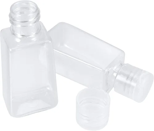 Vista 5 de JAPCHET 100 botellas de viaje de plástico transparente de 1 onza con tapa abatible, botellas recargables de tamaño de viaje, pequeños recipientes