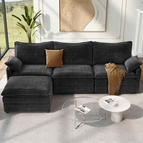 Vista 32 de Vesgantti Sofá modular de 108 pulgadas, cómodo sofá de nube con asiento profundo otomano movible, sofá modular en forma de L, sofás seccionales