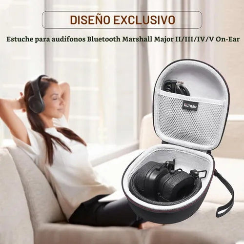Vista 7 de LTGEM - Funda para auriculares compatible con auriculares Bluetooth inalámbricos Marshall Major V/IV/III/II, bolsa de almacenamiento de viaje