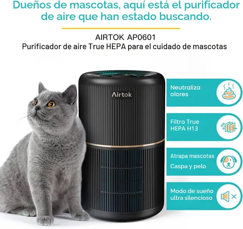 Vista 2 de AIRTOK Paquete de 2 purificadores de aire para el hogar, dormitorio, oficina, escritorio, con 12 esponjas de fragancia, filtro HEPA H13, filtración