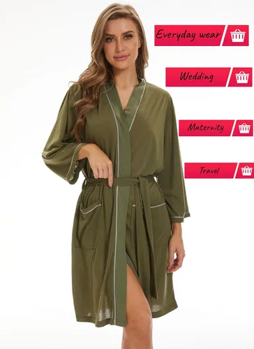Vista 4 de TITIZLK Womens Lightweight Robe 34 Sleeve Summer Lightweight Knitted Bathrobes For Women Sexy Travel Sleepwear