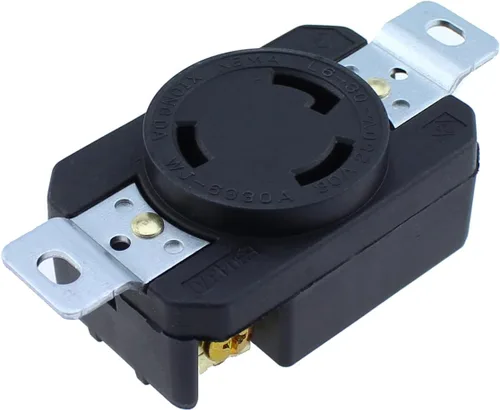 Vista 6 de NEMA L6-30P Receptáculo de bloqueo de montaje empotrado, enchufe de bloqueo giratorio para generador, 30 amperios 250 V 2 polos 3 cables a tierra