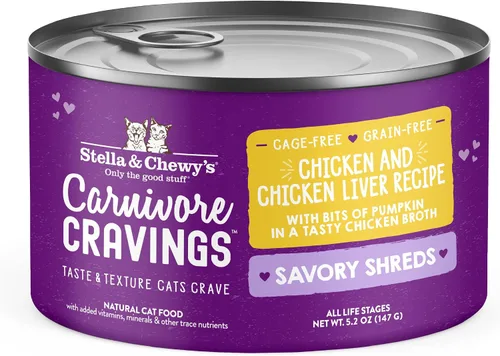 Vista 17 de Stella & Chewy's Carnivore Cravings Savory Shreds - Comida húmeda para gatos - Fórmula de alta humedad con pollo sin jaula de primera calidad e