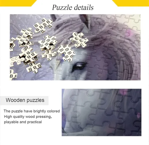 Vista 2 de Unicorn Floral Jigsaw Puzzles 500 Pieces for Adults with Mesh Storage Bag 2012214