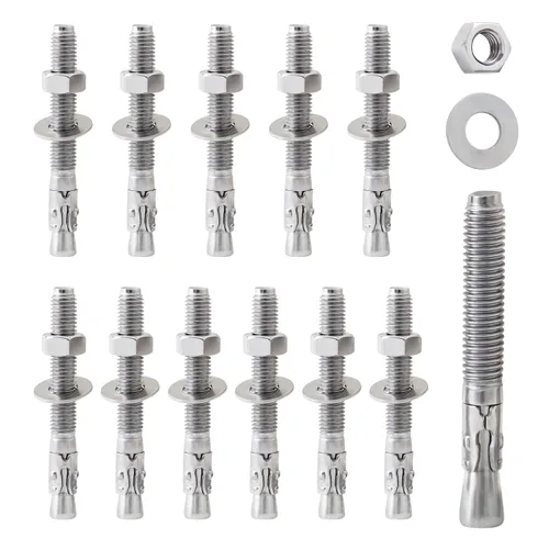 Vista 10 de LIONMAX Pernos de anclaje de acero inoxidable para concreto 1/2" x 3-3/4 pulgadas, paquete de 6 anclajes de cuña para pared de cemento, resistente a