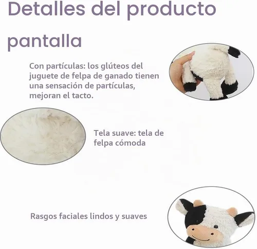 Vista 4 de Animales de peluche de vaca de 9 pulgadas, peluche de vaca suave para niños