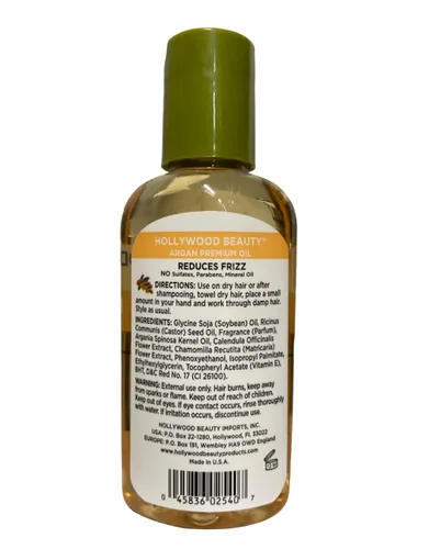Vista 2 de Hollywood Beauty aceite, argán, fórmula, gris, 2 fl oz