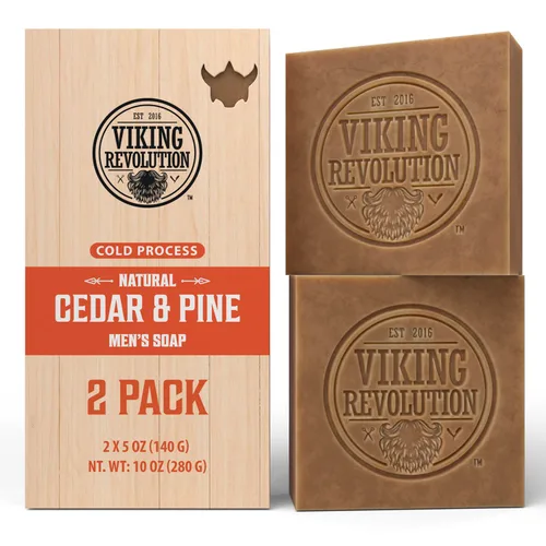 Vista 9 de Viking Revolution Jabón natural de bergamota para hombres, barra de jabón para hombre con aceites esenciales prensado en frío para hombres, jabón