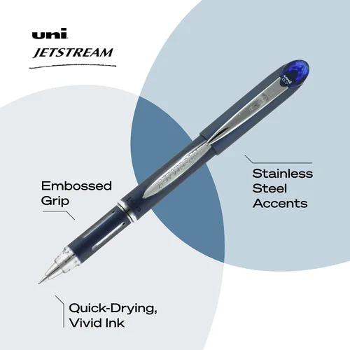 Vista 3 de Bolígrafo uniball Jetstream de punta fina (0.7mm), azul