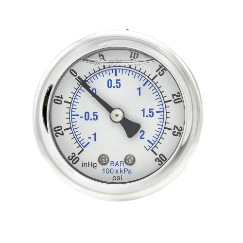 Vista 18 de PIC Gauges 202L-204M Medidor de presión relleno de glicerina con carcasa SS/bisel, internos de latón, lente de PC, dial de 2 pulgadas, rango