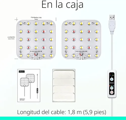 Vista 7 de Luz de cultivo para debajo del estante, temporizador automático, regulable, blanco perla, paquete de 1 Blanco (SP completo)