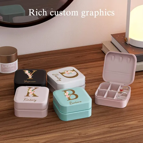 Vista 7 de Joyero personalizado Estuche de joyería de viaje personalizado, regalos de dama de honor, mini organizador de joyas, regalos personalizados