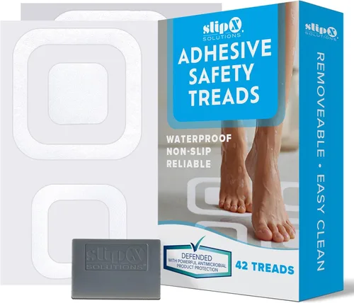Vista 9 de Calcomanía adeshiva antideslizamiento para seguridad en el baño, 21 unidades Reliable Grip For Tubs, Showers, Stairs & More, Easy Install, Strong