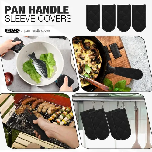 Vista 5 de Dandat Juego de 12 fundas de mango caliente para reemplazo diario, fundas de mango de bandeja de regalo, resistentes al calor, funda de soporte