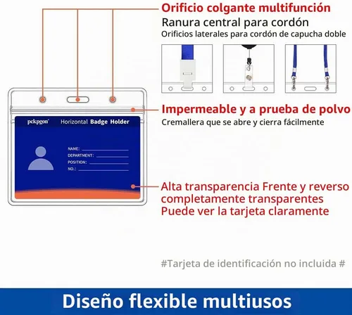 Vista 3 de Paquete de 10 portatarjetas de identificación horizontal, portatarjetas de plástico transparente, funda protectora para identificación de trabajo