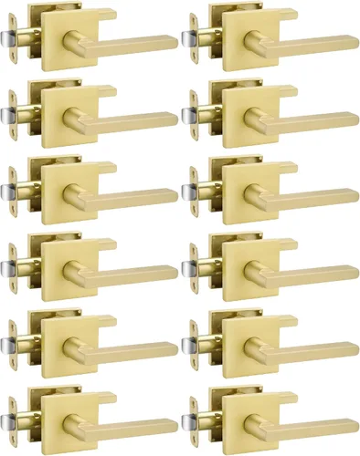 Vista 45 de Goldenwarm Manijas de puerta de oro cepillado para interiores, manijas
