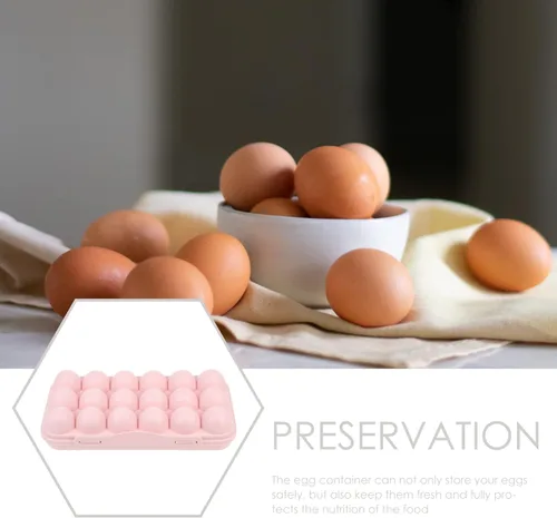 Vista 2 de Angoily Cartón de huevos, soporte apilable para huevos para refrigerador, almacenamiento de plástico1, bandejas de almacenamiento rosa de cocina