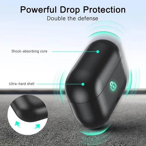 Vista 6 de RFUNGUANGO Funda protectora para AirPods Pro de 2ª generación, con función de soporte para teléfono, bloqueo de cubierta magnética, para AirPods Pro