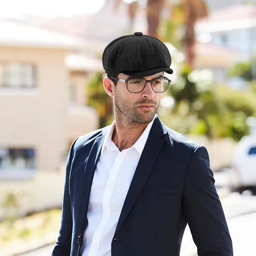 Vista 2 de meioro Hombres 8 Panel Newsboy Cap Vintage Tweed Flat Cap Irish Newsies Hat Gatsby Cabbie Caps Paperboy Classic Winter Hats