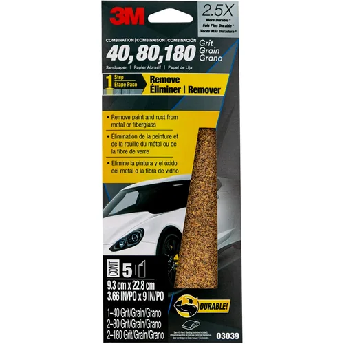 Vista 8 de 3M Papel de lija, 03035, grano 80, 3 2/3 in x 9 in, 6 hojas