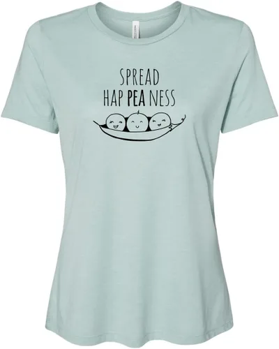 Vista 14 de Cute Women's Screen Printed Crew Neck Tee, Shirts With Sayings, Dusty Blue or Olive
