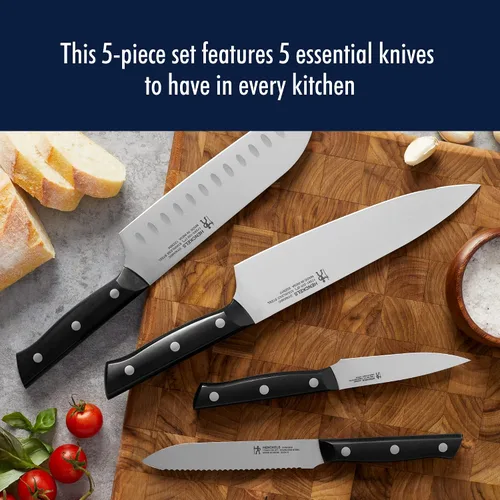 Vista 2 de HENCKELS Dynamic Razor-Sharp - Juego de cuchillos de cocina de 5 piezas, diseño alemán informado por más de 100 años de maestría Acero inoxidable