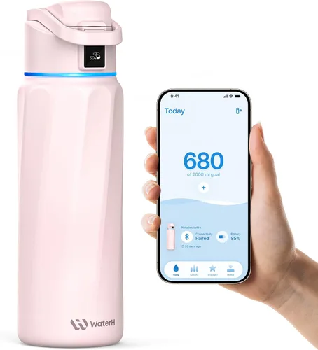 Vista 9 de BOOST - Botella de agua inteligente que te recuerda que debes beber, botella aislada al vacío de acero inoxidable sin BPA de 24 onzas, botella