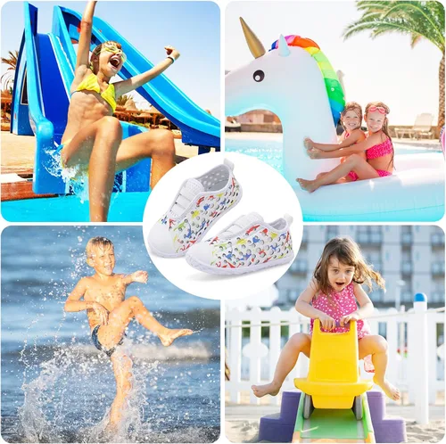 Vista 7 de Fires Zapatos de agua para niños y niñas, de secado rápido, transpirables, calcetines de agua descalzos para playa, natación, zapatos deportivos