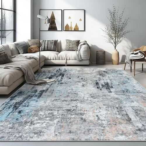 Vista 7 de Auemtyn Alfombra de área de 8 x 10 pies para sala de estar, alfombra lavable con parte trasera antideslizante, alfombra de pelo bajo para gris