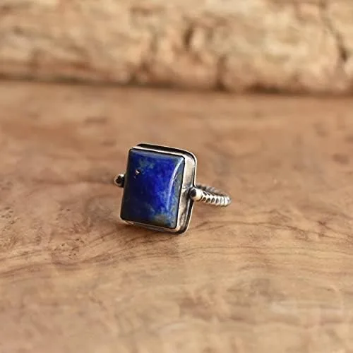 Vista 3 de Lapislázuli - Anillos de plata de ley 925 anillos de uso diario regalo para ella anillos de compromiso 1046