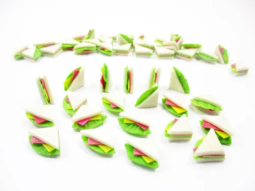Vista 4 de 20 sándwich de queso panadería casa de muñecas comida en miniatura Art Deco Suministro de casa de muñecas - 3596 Handmade clay cheese sandwiches