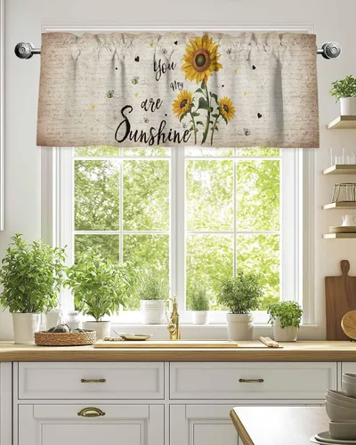 Vista 17 de Cenefa de cortina con lazo rojo de Navidad para ventanas, sala de estar, cocina, baño, granja, bolas de Navidad de acuarela con diseño de bayas