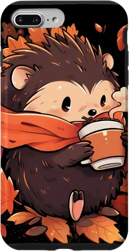 Vista 12 de Hedgehog Fall Autumn Leaves Pumpkin Spice Latte Kawaii Case for iPhone 16