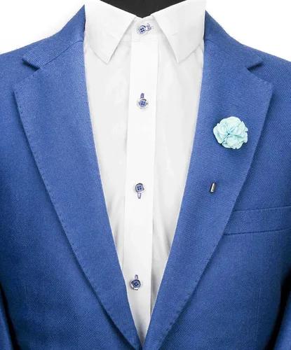 Vista 2 de Knighthood Broche de solapa con diseño de flor azul cielo, para regalo, boda, fiesta, camisa, collar, accesorios para hombre, Metal