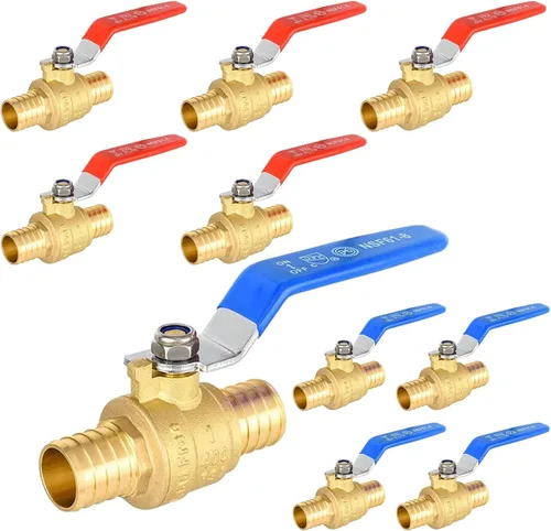 Vista 8 de Paquete de 2 válvulas de bola EFIELD Pex Brass de 1/2 pulgada con cierre de puerto completo, caliente y frío, (VALVE001) Válvula de cierre