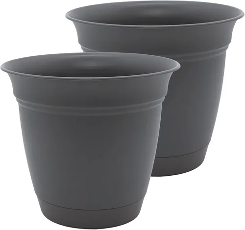 Vista 28 de The HC Companies Eclipse Maceta redonda de 6 pulgadas, con platillo, maceta para interiores y exteriores, para flores, verduras y hierbas, negro