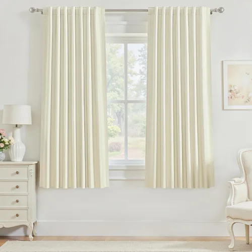Vista 56 de Cortinas opacas de 54 pulgadas de largo para dormitorio, sala de estar, cortinas beige con aislamiento térmico, oscurecimiento de la habitación