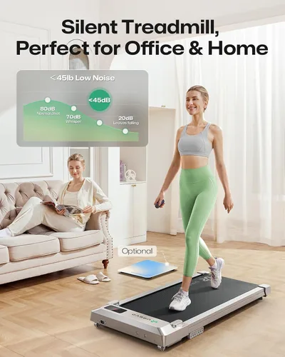 Vista 3 de UREVO Smart Walking Pad, Standing Desk Treadmill with Double Shock Absorption, Quiet Operation, Workout APP with Track Insights and MIIT Mode, Plug