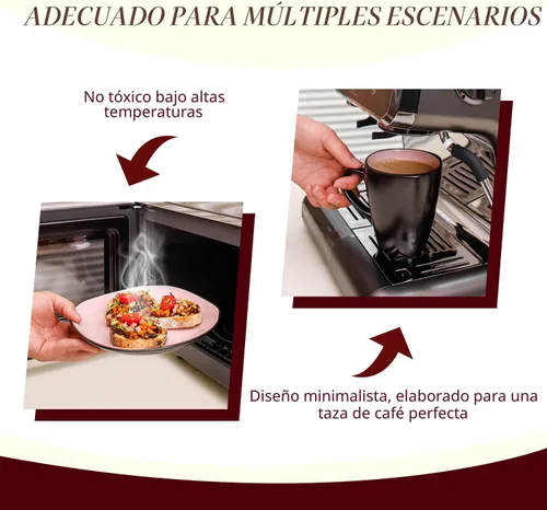 Vista 6 de juego de vajilla de cerámica de 16 piezas en forma cuadrada, interior rosa brillante + exterior negro mate
