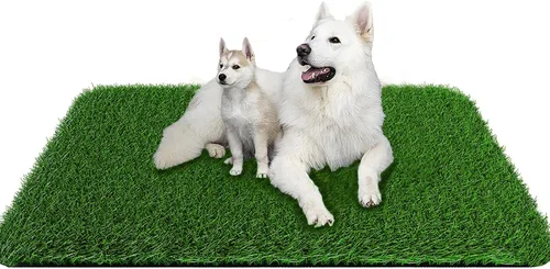 Vista 10 de Almohadilla de hierba para perros 33 x 33 pulgadas, hierba suave y realista de fuerte absorbencia para el entrenamiento de mascotas, fácil