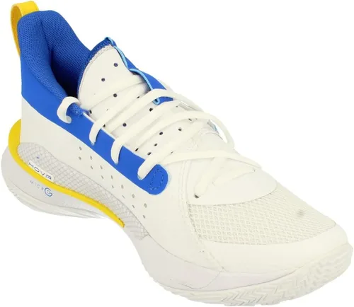 Vista 4 de Under Armour Curry 7 - Tenis de baloncesto para niños preescolares 3022114-100, BlancoNegroRojo