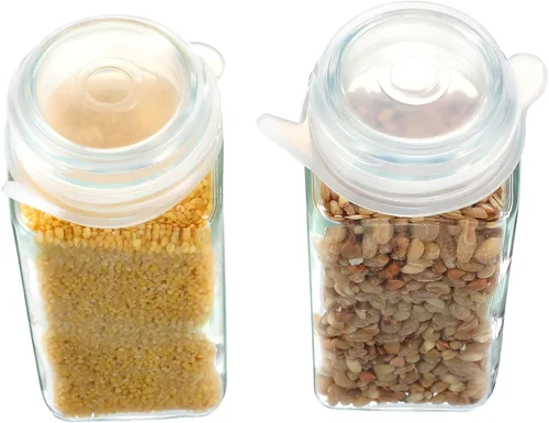 Vista 7 de Paquete de 8 tapas elásticas de silicona de 1.6 pulgadas para almacenamiento de alimentos, tapas selladas de boca pequeña, tapas de tarros masón