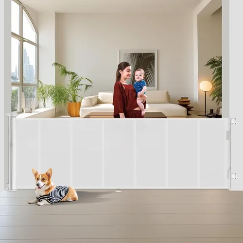 Vista 9 de Miumoon - Puertas retráctiles reforzadas de 200 pulgadas para bebé, 42 pulgadas de alto Gris