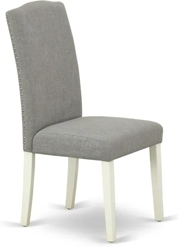 Vista 6 de East West Furniture ANEN3-LWH-06 - Juego de mesa de cocina de 3 piezas contiene una mesa de comedor redonda con pedestal y 2 sillas de comedor