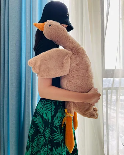 Vista 7 de Tanha Peluche de ganso, suave felpa de ganso, lindo ganso de peluche, animal de peluche de pato, 20 pulgadas, marrón