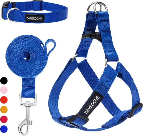 Vista 11 de Arnés para perro sin tirones, arnés ajustable, correa y collar para perros pequeños, medianos y grandes, arnés suave a prueba de escapes