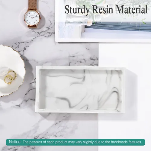 Vista 5 de Organizador de joyas, Bandeja de resina, cuarto de baño, cocina, tocador de baño, plato, organizador cosmético para velas perfume, jabón, champú