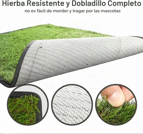 Vista 3 de Almohadilla de césped para perros con bandeja, 40''X27.5'' grande césped artificial para orinal, XL reutilizable de 3 capas almohadillas de césped