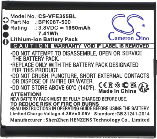 Vista 5 de Cameron Sino Batería de repuesto de 1950 mAh / 7.41 Wh para Verifone e355, iPay E355, BPK087-500, BPK087-500-01-A