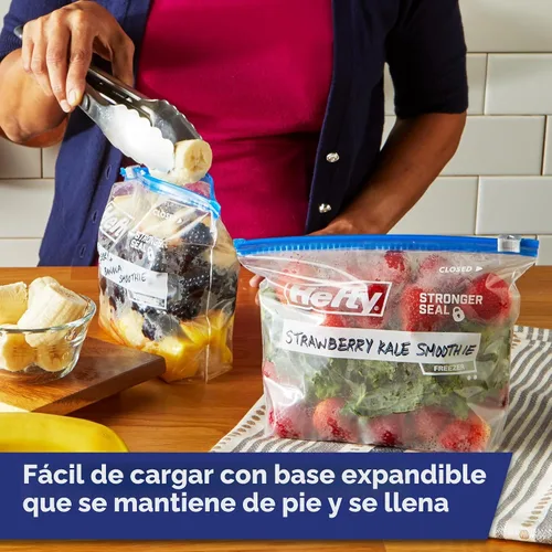 Vista 6 de Hefty Slider - Bolsas de almacenamiento para cocina, cuarto de galón, 15